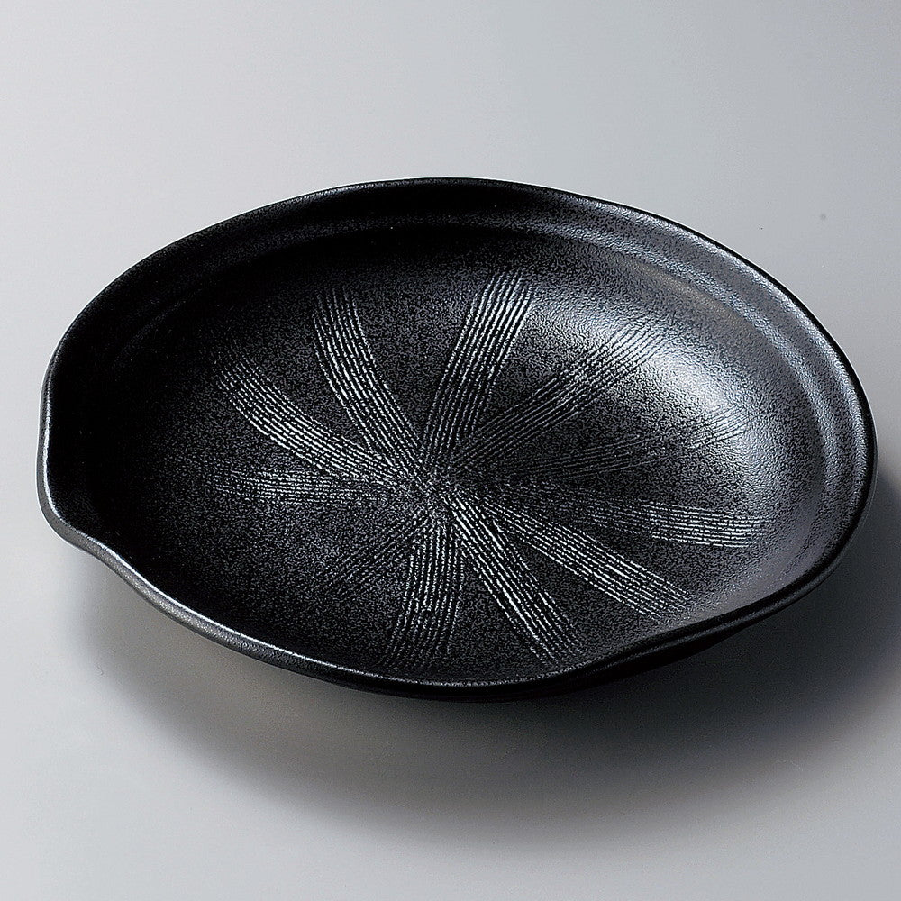 ☆ 盛鉢 ☆ 黒緑片口大皿 [ 25 x 24.5 x 4cm ]
