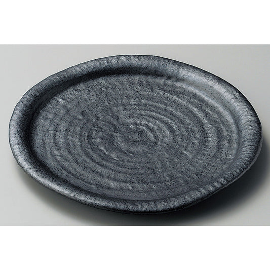 ☆ 丸中皿 ☆ 結晶黒マット8.0皿 [ φ24.7 x 2.6cm ]