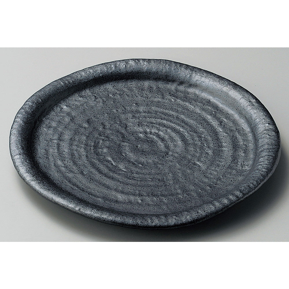 ☆ 丸中皿 ☆ 結晶黒マット8.0皿 [ φ24.7 x 2.6cm ]