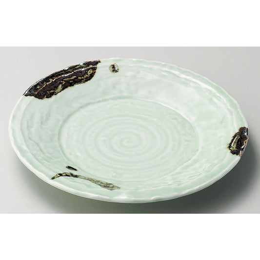 ☆ 丸中皿 ☆ 飛び青磁石目8.0皿 [ φ24.5 x 3.4cm ]