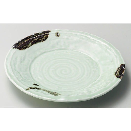☆ 丸中皿 ☆ 飛び青磁石目6.3皿 [ φ19.5 x 2.6cm ]