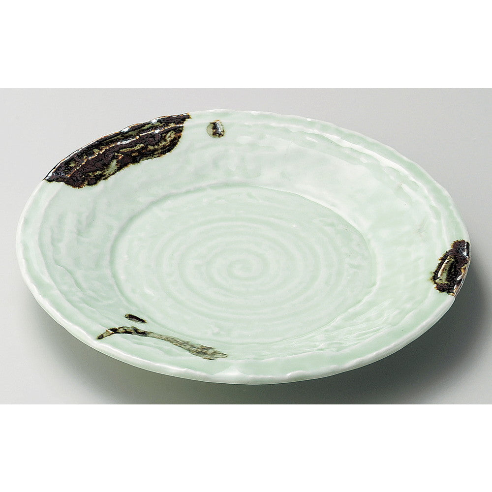 ☆ 丸中皿 ☆ 飛び青磁石目6.3皿 [ φ19.5 x 2.6cm ]