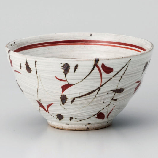 ☆ 飯碗 ☆ 赤絵サビ唐草飯碗 [ φ12.3 x 6.5cm ]