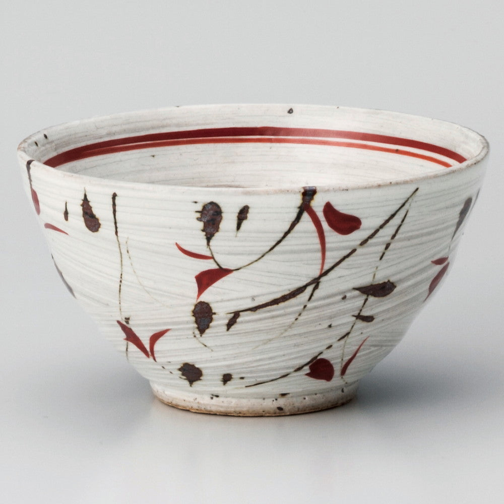 ☆ 飯碗 ☆ 赤絵サビ唐草飯碗 [ φ12.3 x 6.5cm ]
