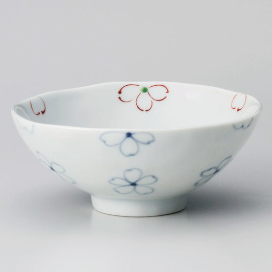 ☆ 飯碗 ☆ 花みずき平茶碗(大) [ 13.3 x 13 x 5.4cm ]