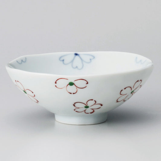 ☆ 飯碗 ☆ 花みずき平茶碗(小) [ 12 x 11.3 x 4.6cm ]