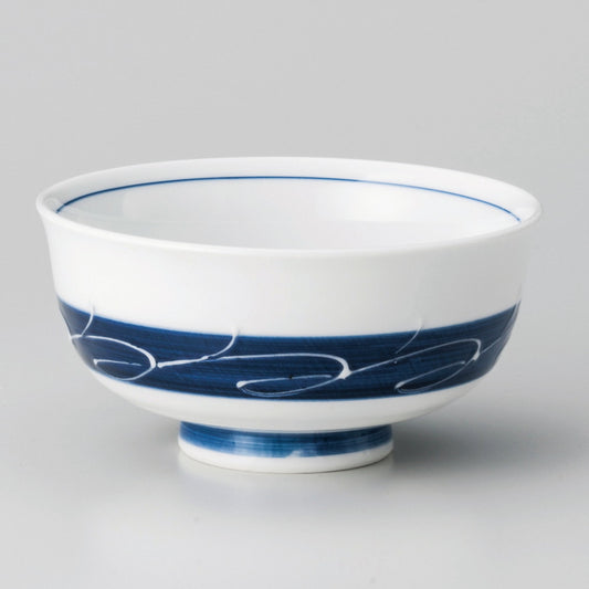 ☆ 飯碗 ☆ 白波帯汁茶碗 [ φ11.9 x 6cm ]