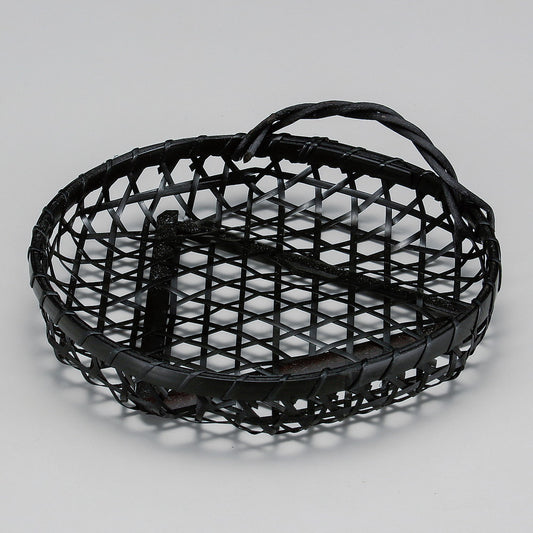 ☆ 竹製品 ☆ 染竹ユリ篭カズラ付(大) [ φ19 x H6cm ]