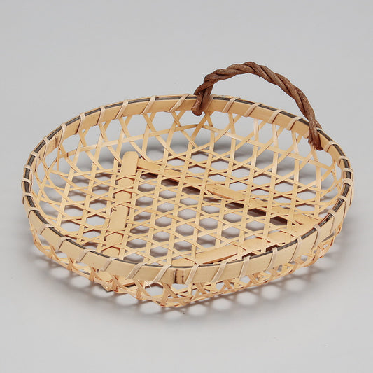 ☆ 竹製品 ☆ 白竹ユリ篭カズラ付(大) [ φ19 x H6cm ]