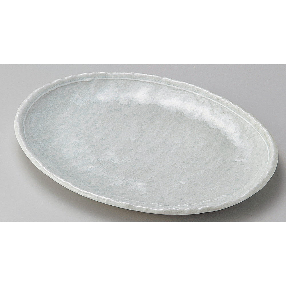 ☆ 楕円皿 ☆ オフケ白ライン9.0小判皿 [ 27.3 x 20.3 x 2.3cm ]