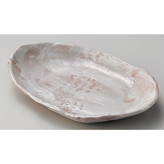 ☆ 楕円皿 ☆ 手造り風志野楕円多用皿 [ 24.8 x 16.4 x 4cm ]