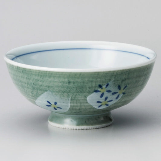 ☆ 飯碗 ☆ グリーン花かすみ大平 [ φ12.8 x 5.8cm ]