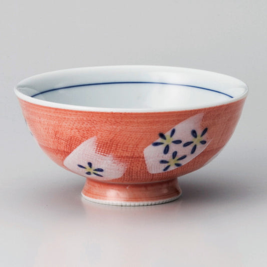 ☆ 飯碗 ☆ 赤花かすみ中平 [ φ11.7 x 5.5cm ]