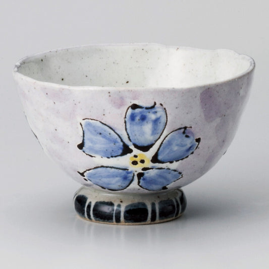 ☆ 飯碗 ☆ 一珍花大平(青) [ φ10.8 x 6.8cm ]