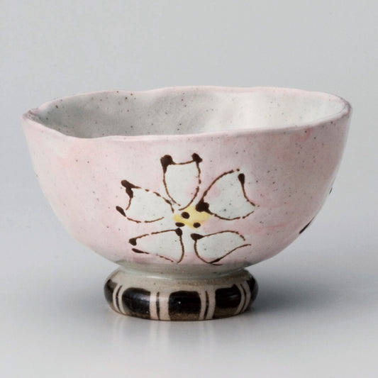 ☆ 飯碗 ☆ 一珍花中平(赤) [ φ10.5 x 6cm ]