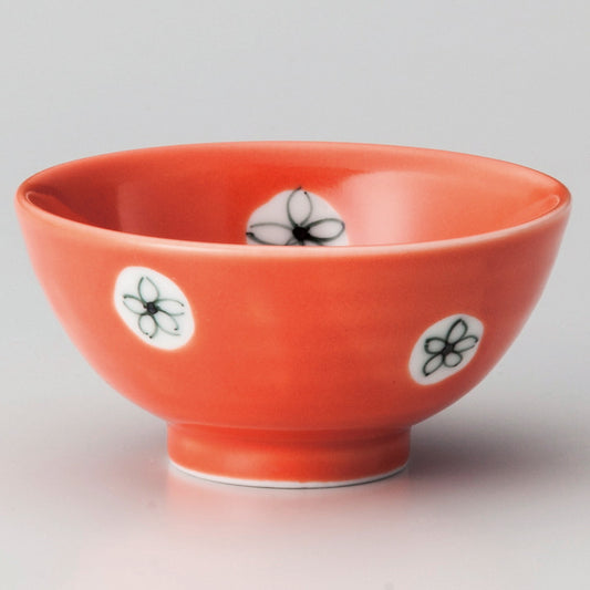 ☆ 飯碗 ☆ 柿釉小花丸少々碗 [ φ9.8 x 5cm ]