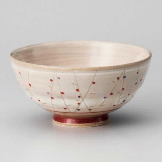 ☆ 飯碗 ☆ 粉引木立中平 [ φ11.5 x 5.6cm ]