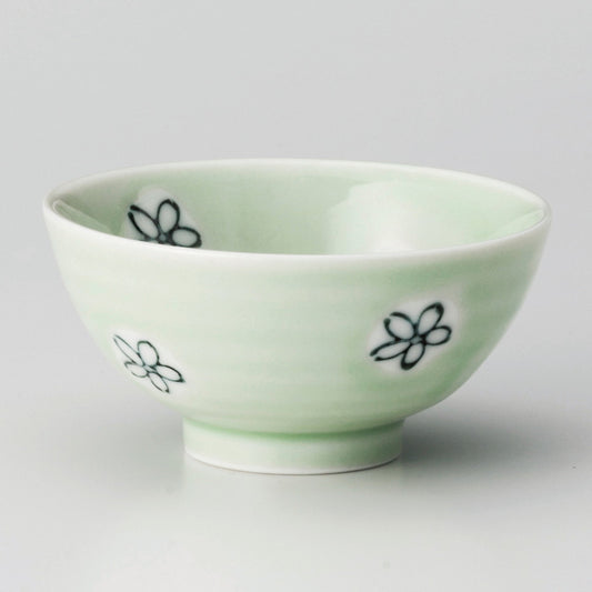☆ 飯碗 ☆ ヒワ釉小花丸少々碗 [ φ9.8 x 5cm ]