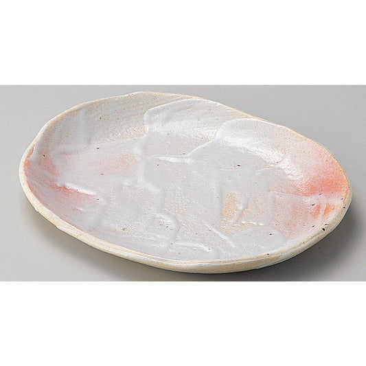 ☆ 楕円皿 ☆ 桜志野タタラ皿 [ 21.1 x 17.2 x 2.3cm ]