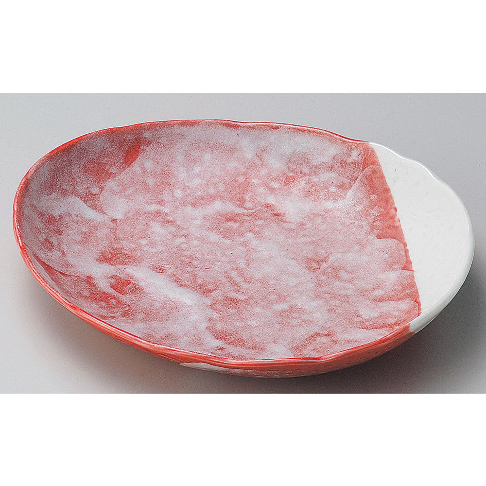 ☆ 楕円皿 ☆ 赤楽楕円25.5cm中皿 [ 22.5 x 21.5 x 3.5cm ]