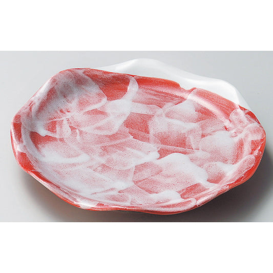 ☆ 丸中皿 ☆ 赤楽花型8.0皿 [ φ24.8 x 3.5cm ]