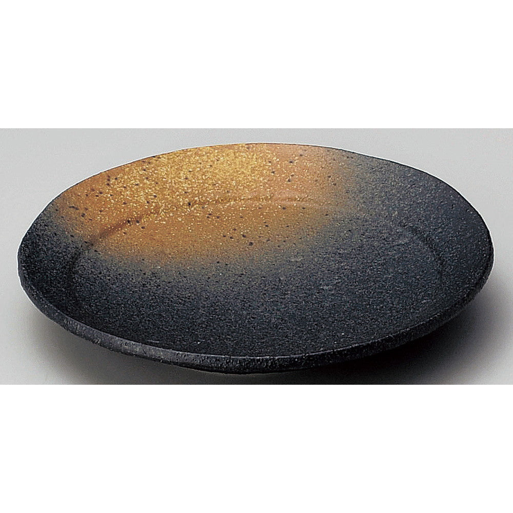 ☆ 和皿 ☆ 月光黒備前風16cm丸皿 [ φ16.2 x 2.8cm ]
