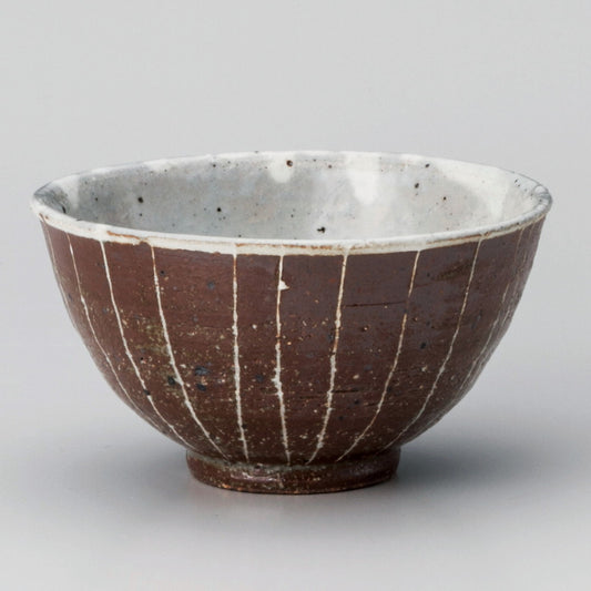 ☆ 飯碗 ☆ 焼締彫十草新飯碗 [ φ11 x 6.3cm ]