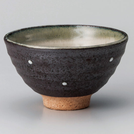 ☆ 飯碗 ☆ 黒伊賀風ドット茶碗 [ φ11.6 x 6.7cm ]