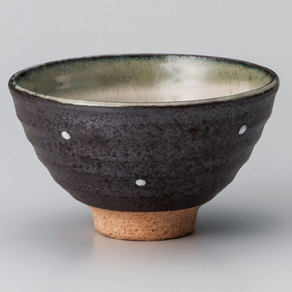 ☆ 飯碗 ☆ 黒伊賀風ドット茶碗 [ φ11.6 x 6.7cm ]
