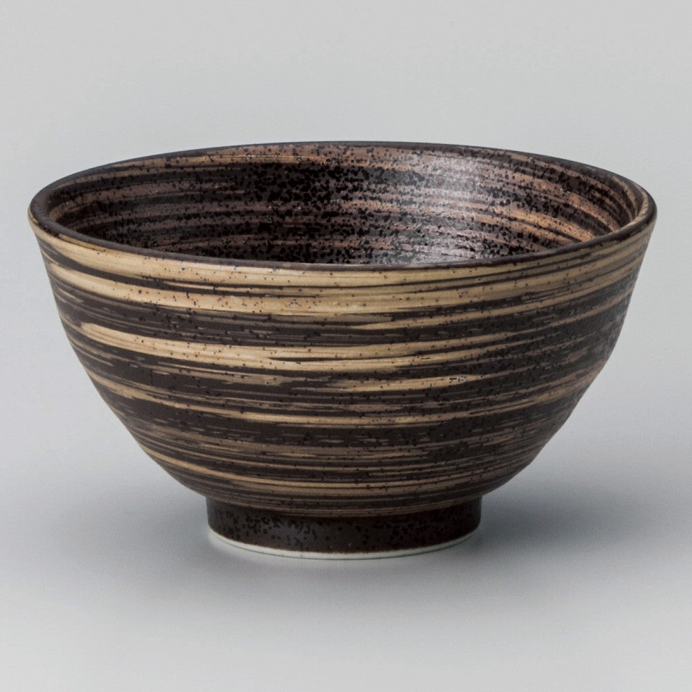 ☆ 飯碗 ☆ 至福黒手引飯碗(大) [ φ12 x 6.5cm ]