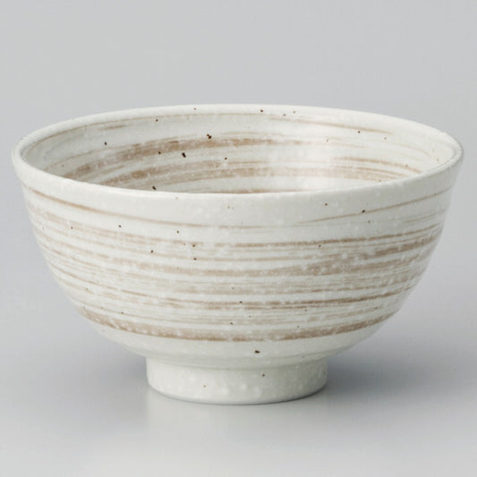 ☆ 飯碗 ☆ 刷毛茶粉引丸碗 [ φ12.4 x 6.4cm ]