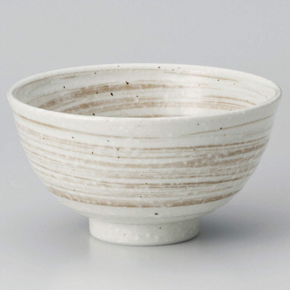 ☆ 飯碗 ☆ 刷毛茶粉引丸碗 [ φ12.4 x 6.4cm ]