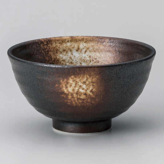 ☆ 飯碗 ☆ 黒伊賀風白吹丸碗 [ φ12.4 x 6.4cm ]