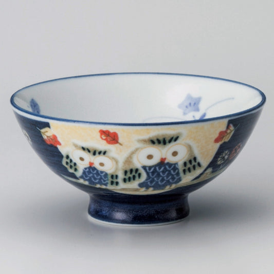 ☆ 飯碗 ☆ フクローブルー毛料 [ φ14.3 x 6.3cm ]