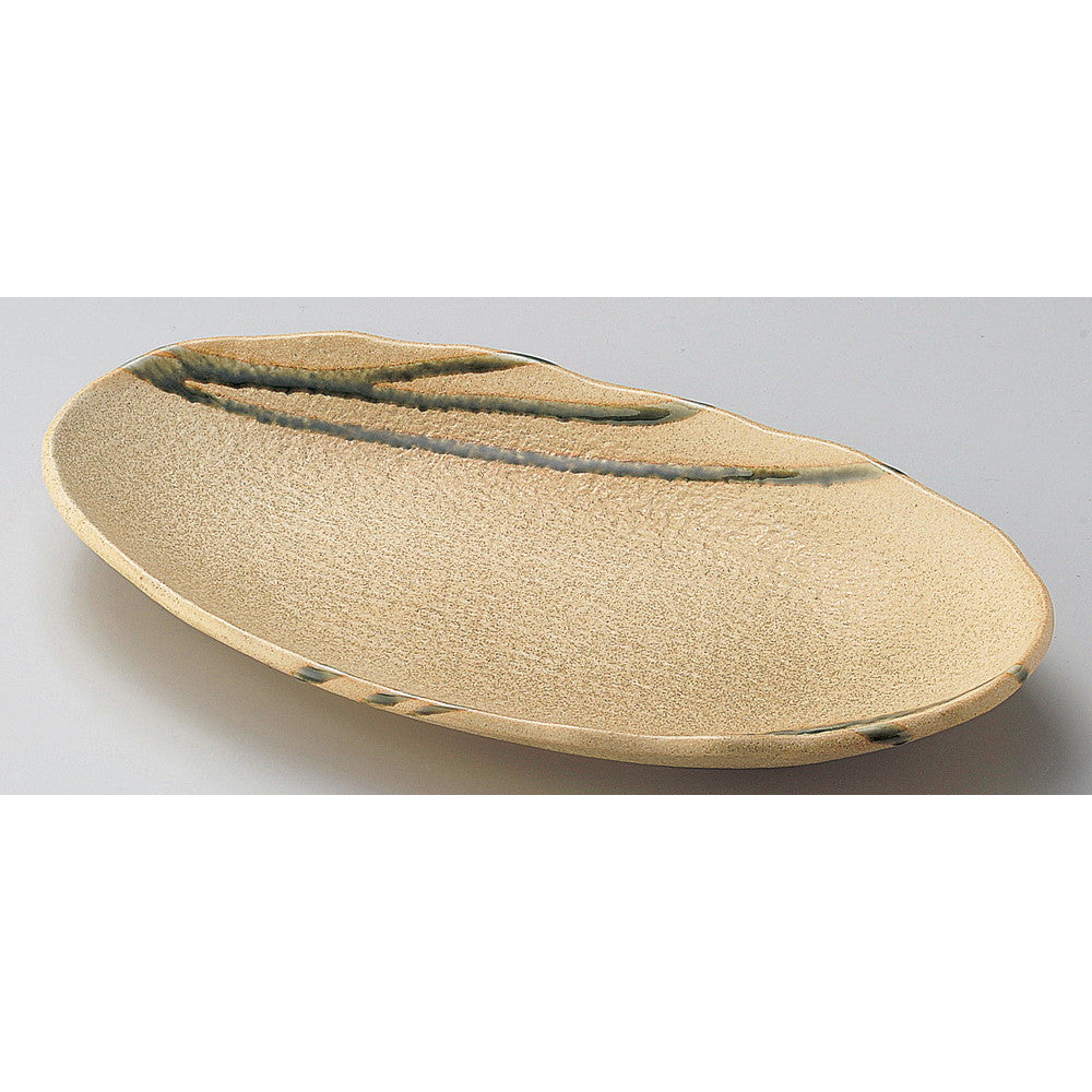 ☆ 楕円皿 ☆ 伊賀風織部筋10.0多用皿 [ 30 x 17.2 x 3.5cm ]