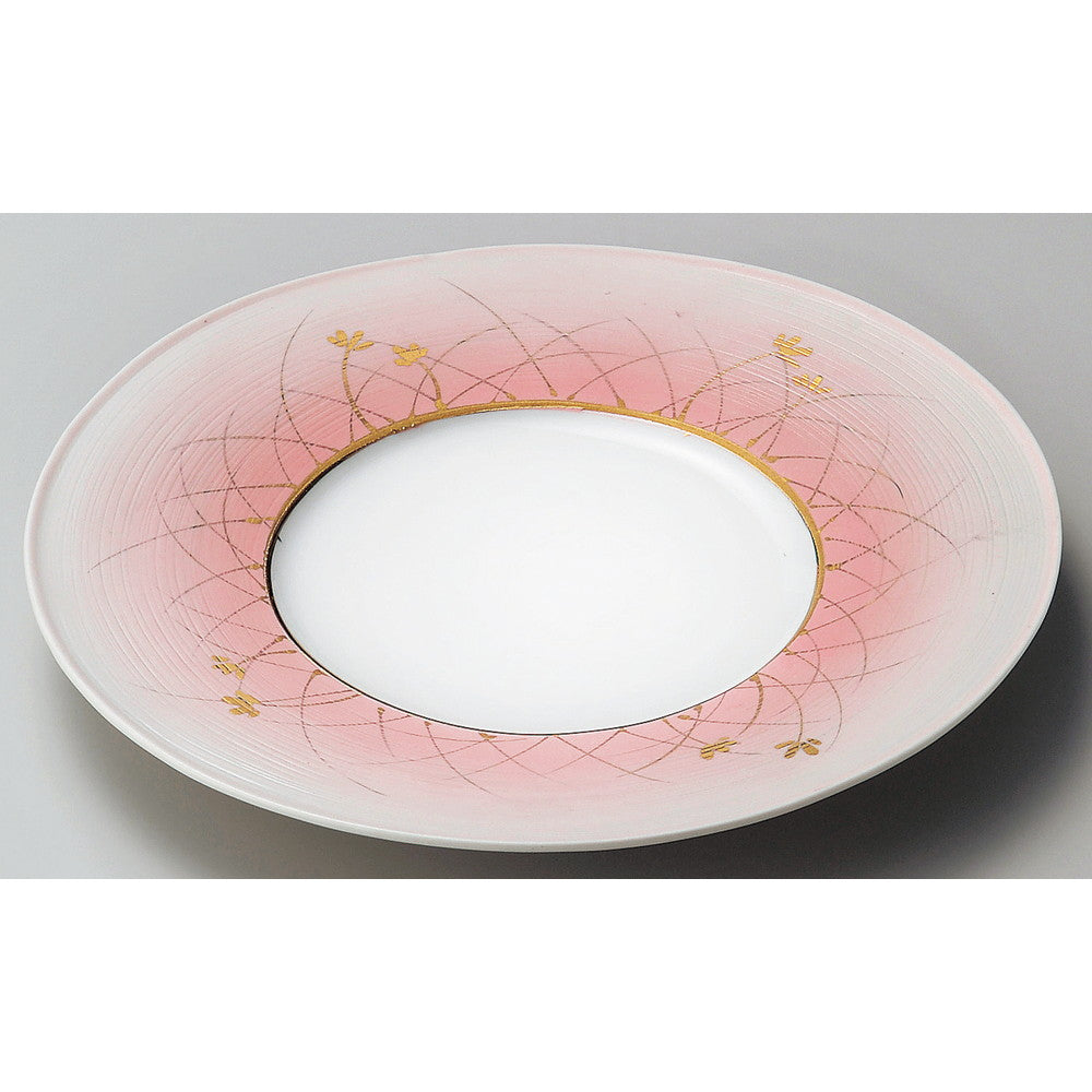 ☆ 丸中皿 ☆ 金彩草花彫入8.0皿 [ φ24.6 x 2.8cm ]