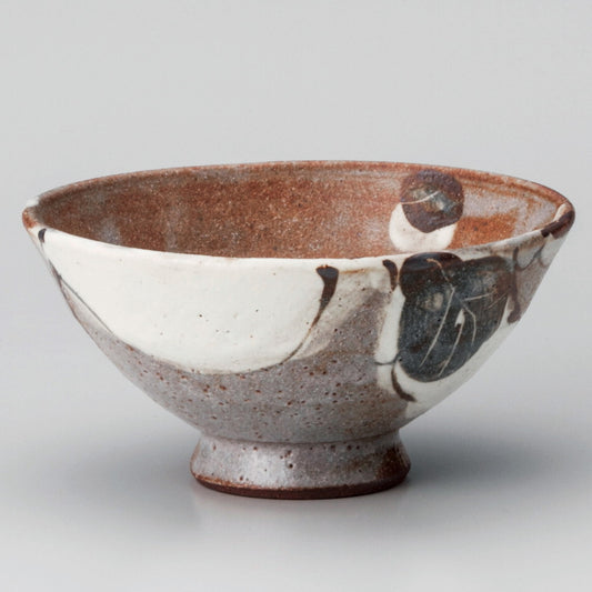 ☆ 飯碗 ☆ 鼠志野カブ茶碗 [ φ12.6 x 6.4cm ]