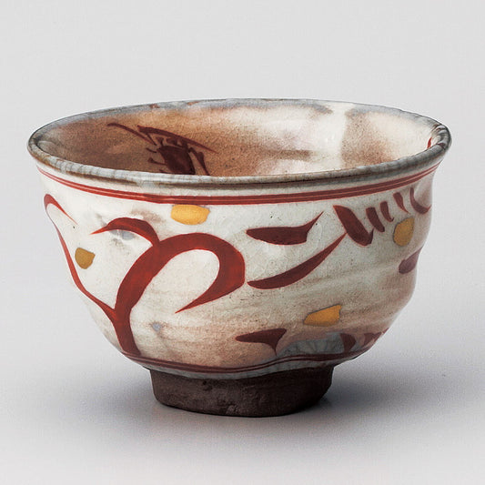 ☆ 飯碗 ☆ 赤絵波茶碗 [ φ10.5 x 7cm ]