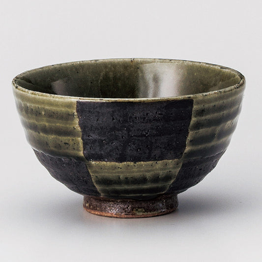 ☆ 飯碗 ☆ 織部市松茶碗 [ φ11.5 x 6.5cm ]