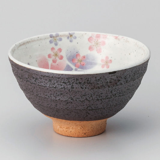☆ 飯碗 ☆ 粉引舞桜飯碗(紫) [ φ11.5 x 6.5cm ]