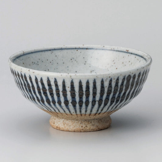 ☆ 飯碗 ☆ 細十草灰大平 [ φ13 x 5.7cm ]