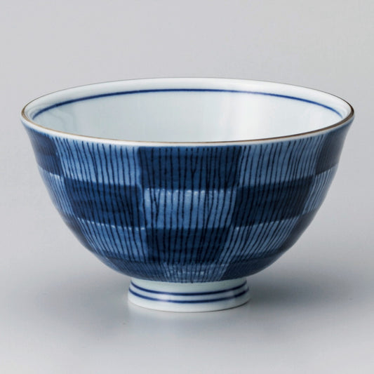 ☆ 飯碗 ☆ 市松毛料 [ φ14.2 x 6.5cm ]