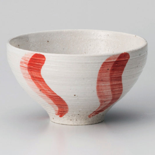 ☆ 飯碗 ☆ うるし流水(赤)茶碗 [ φ11.5 x 6.5cm ]