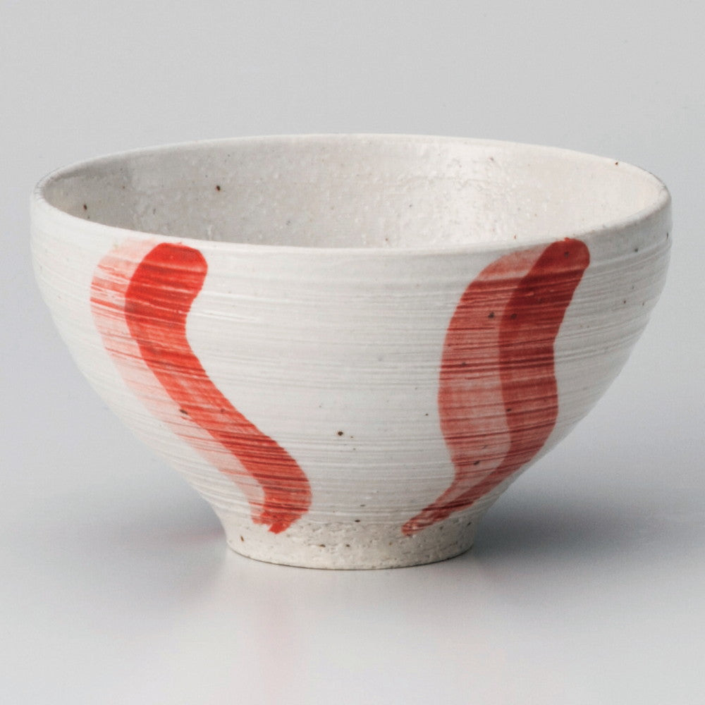 ☆ 飯碗 ☆ うるし流水(赤)茶碗 [ φ11.5 x 6.5cm ]