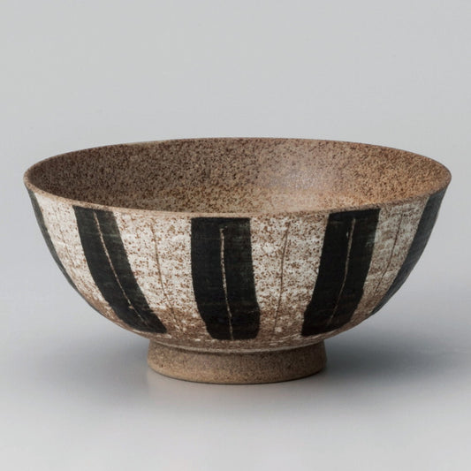 ☆ 飯碗 ☆ 線彫十草黒大平 [ φ12.8 x 5.8cm ]