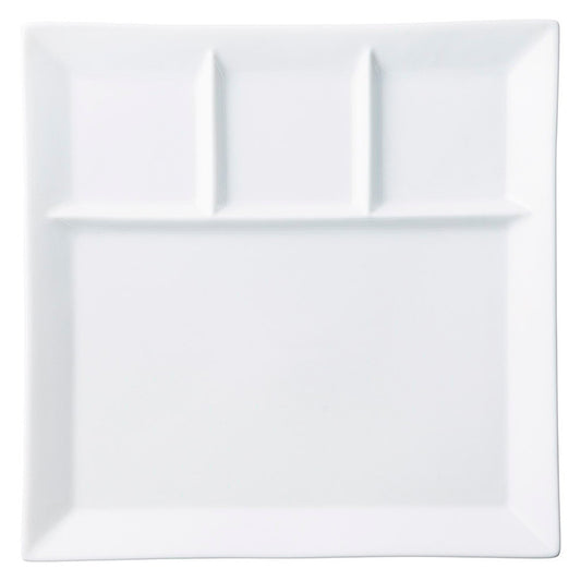 ☆ モダンスタイル ☆ 白仕切付25cm皿 [ 25 x 24.5 x 2cm ] 【 ホテル レストラン 洋食器 飲食店 業務用 おしゃれ 】