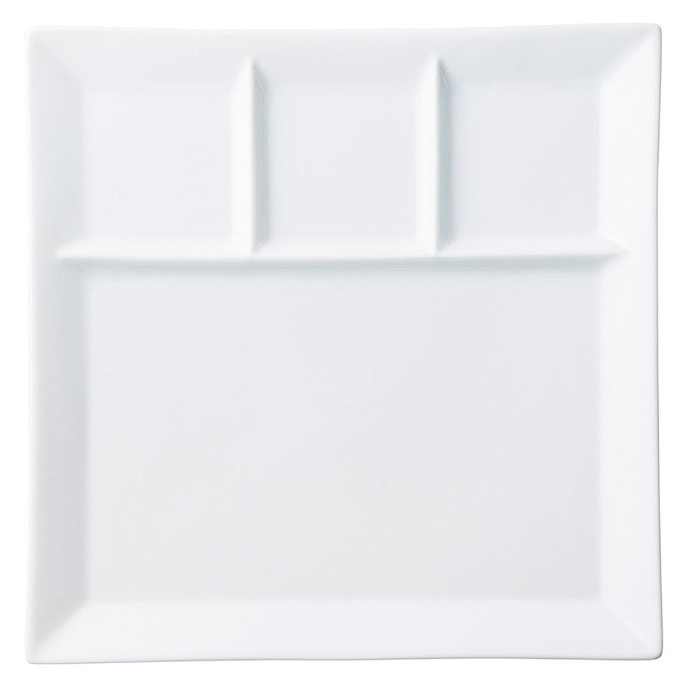 ☆ モダンスタイル ☆ 白仕切付25cm皿 [ 25 x 24.5 x 2cm ] 【 ホテル レストラン 洋食器 飲食店 業務用 おしゃれ 】