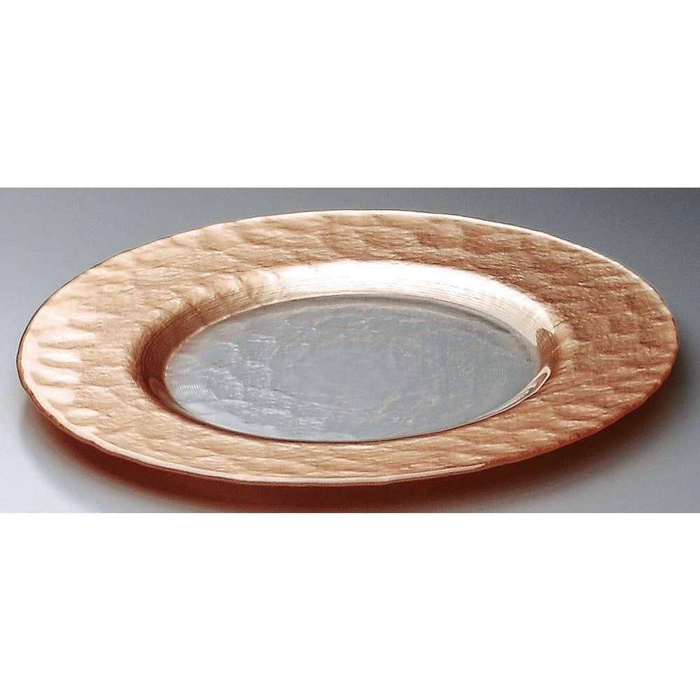 ☆ ガラス製品 ☆ ブラウンリムプレート28cm [ φ28 x 1.8cm ]