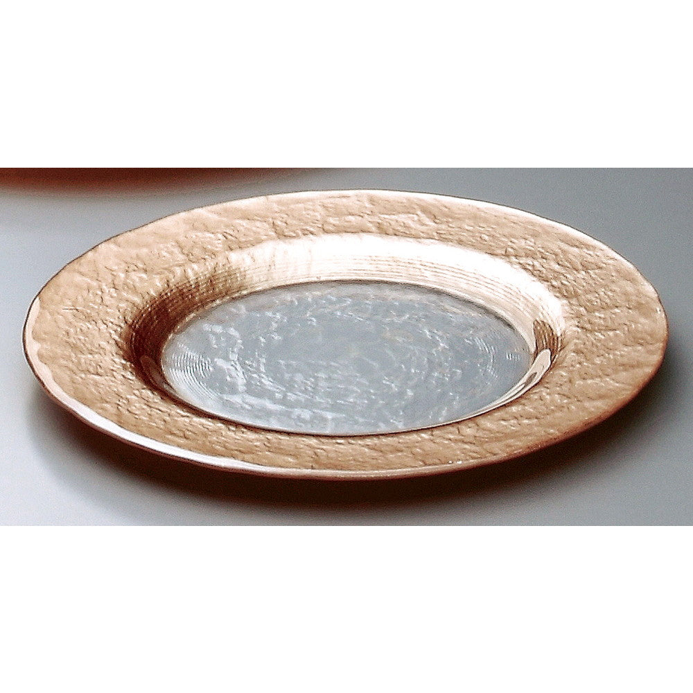 ☆ ガラス製品 ☆ ブラウンリムプレート22.5cm [ φ22.5 x 1.7cm ]