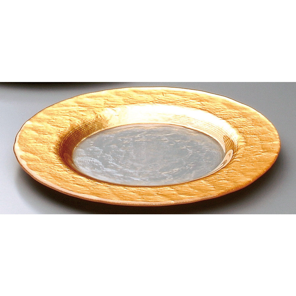 ☆ ガラス製品 ☆ ゴールドリムプレート22.5cm [ φ22.5 x 1.7cm ]